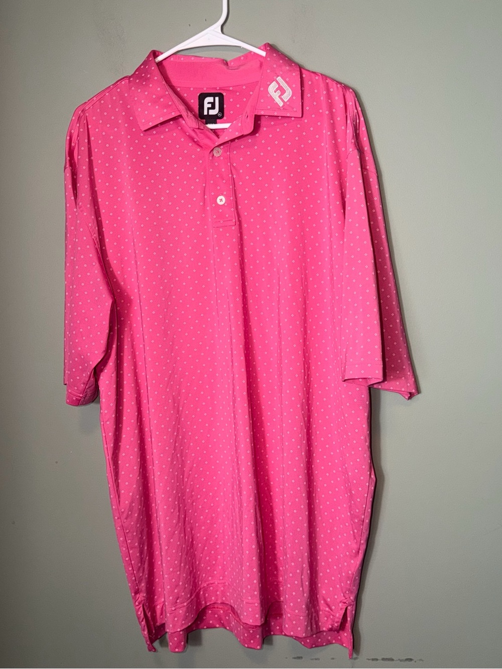 FootJoy Men’s Pink with White Golf Short Sleeve Polo Size XL